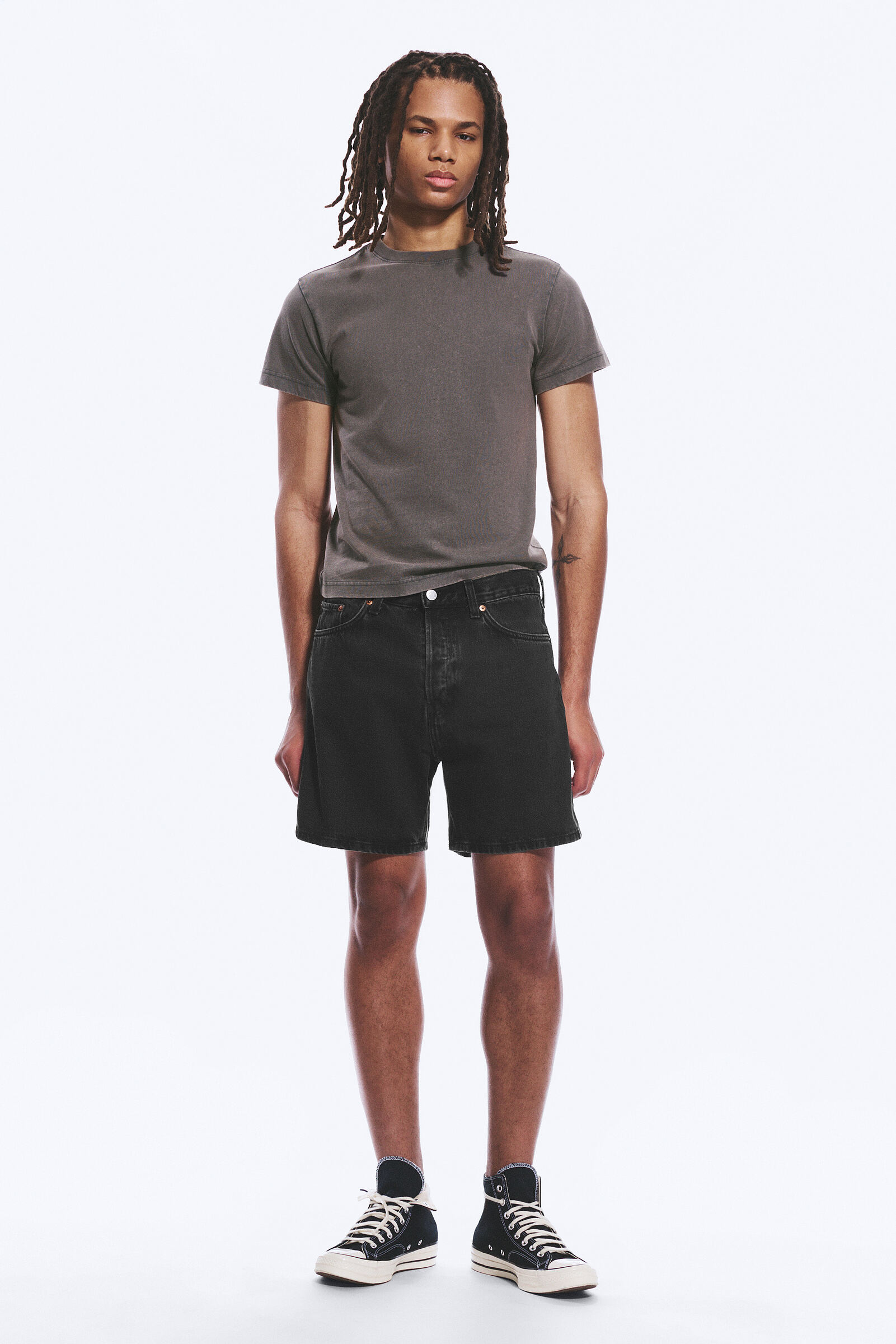 Space Relaxed Mid-thigh Denim Shorts