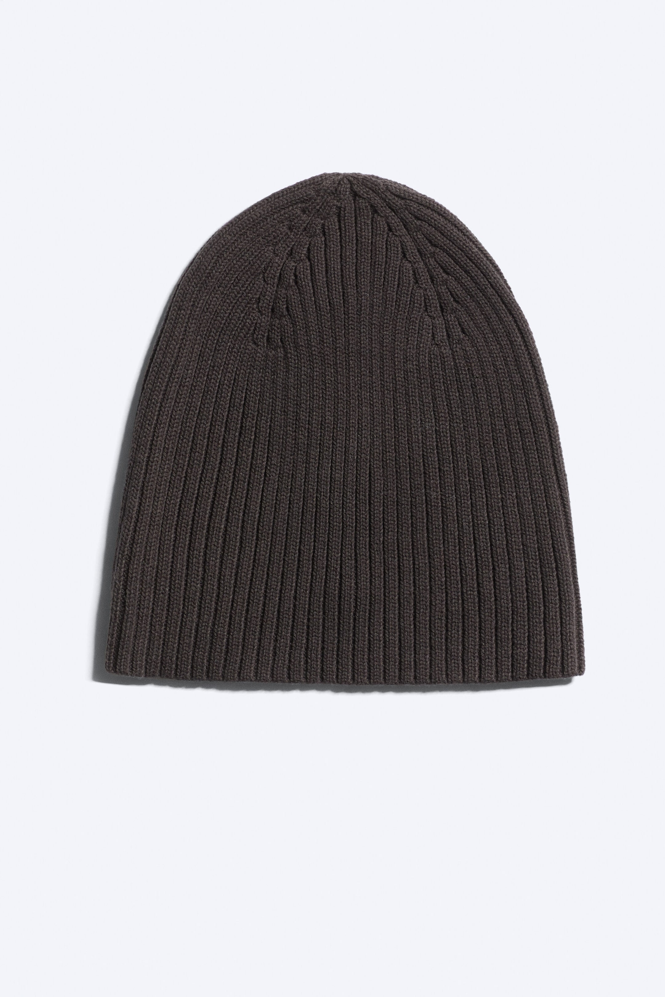 Dark Brown Melange - Ribbed Cotton Beanie - 2