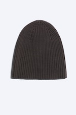 Dark Brown Melange - Ribbed Cotton Beanie - 2