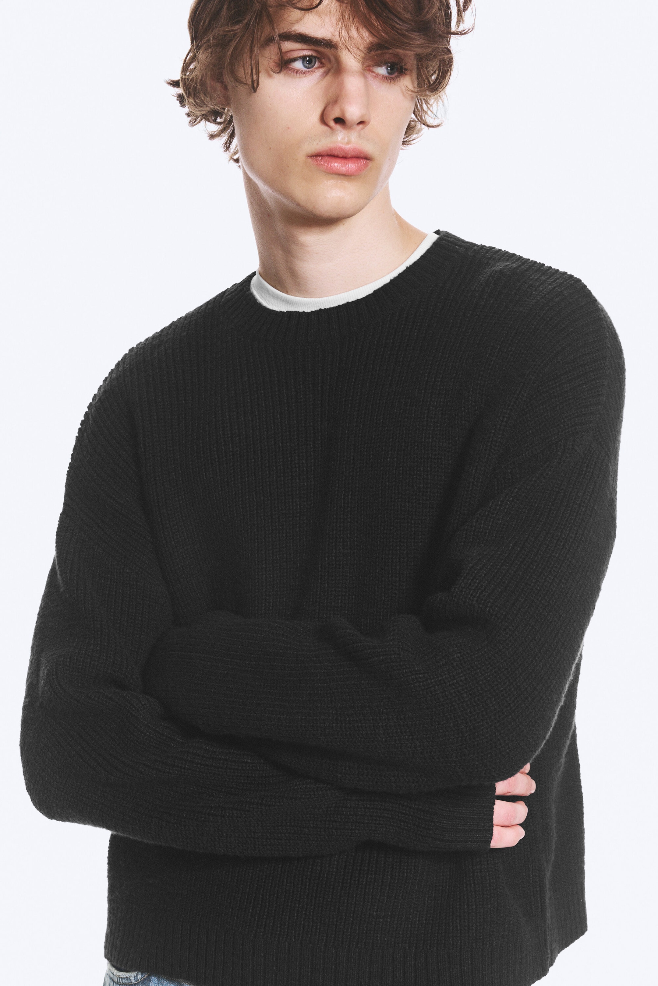 Svart - Avslappnad bomullsjumper - 2