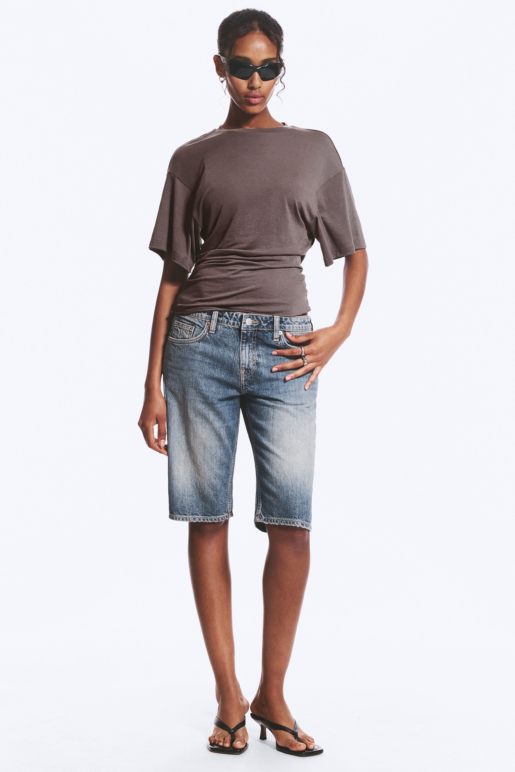 Dusty Plum - DRAPED FITTED T-SHIRT - 1