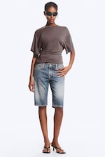 Dusty Plum - DRAPED FITTED T-SHIRT - 1
