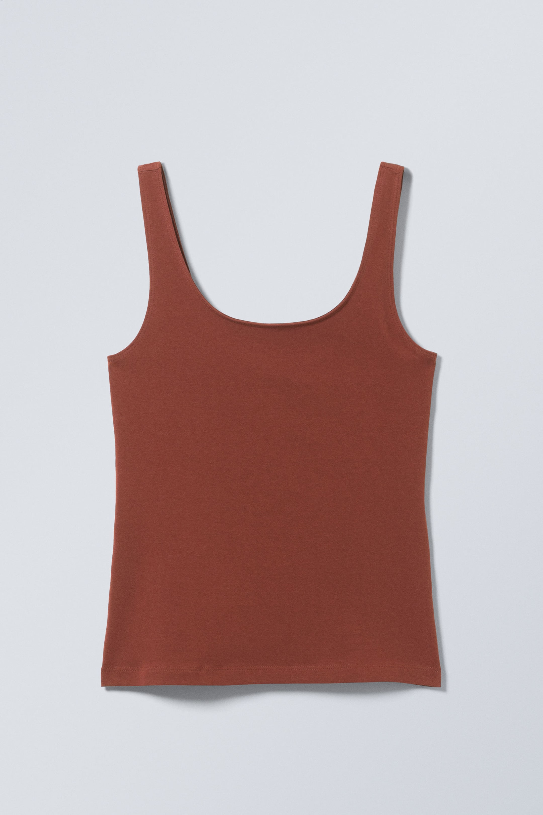 Rostbraun - Figurbetontes Tanktop mit eckigem Ausschnitt - 3
