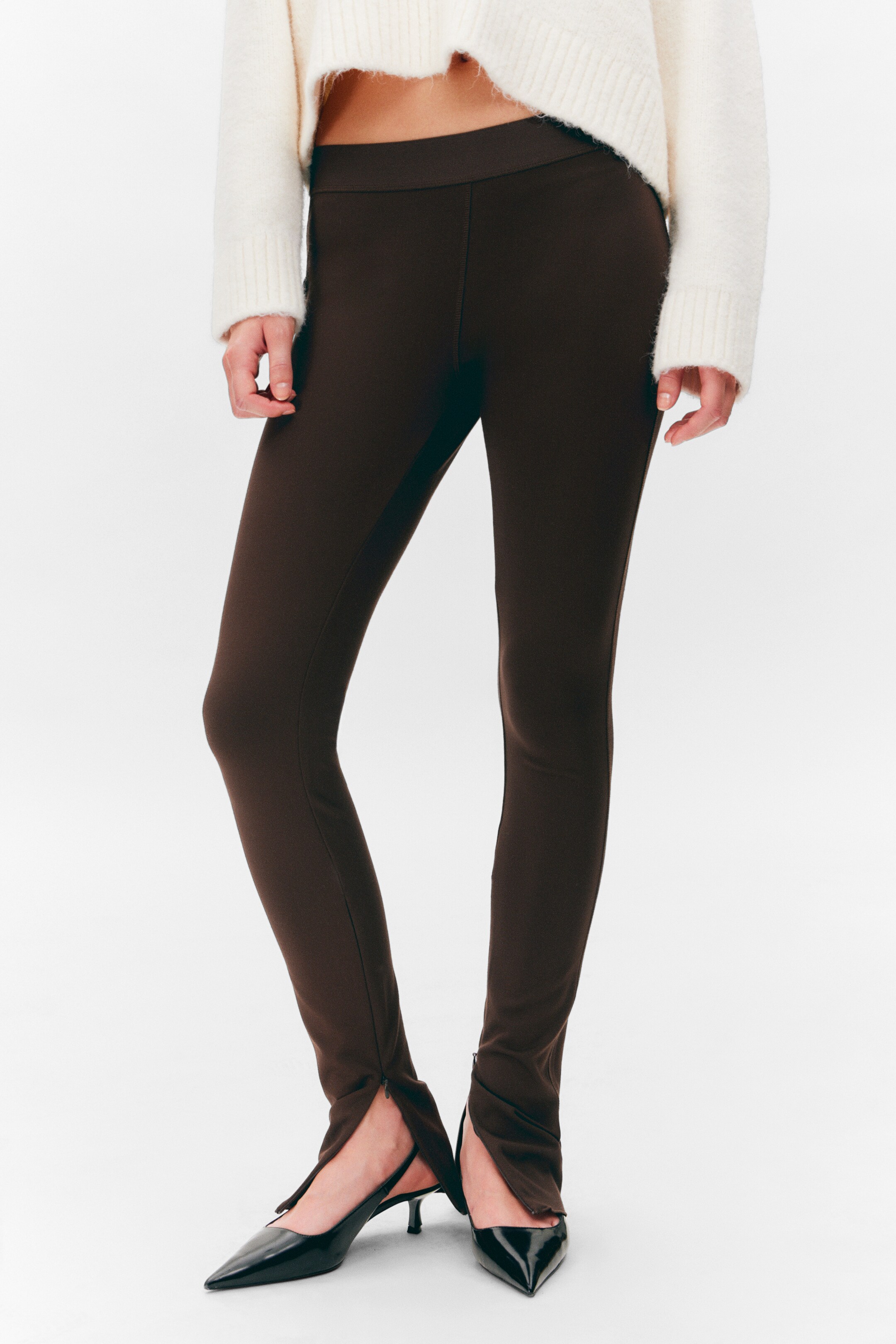 Ingrandisci l'immagine: Zipped Stretchy Trousers - Dark Brown - DONNA | H&M CH 2