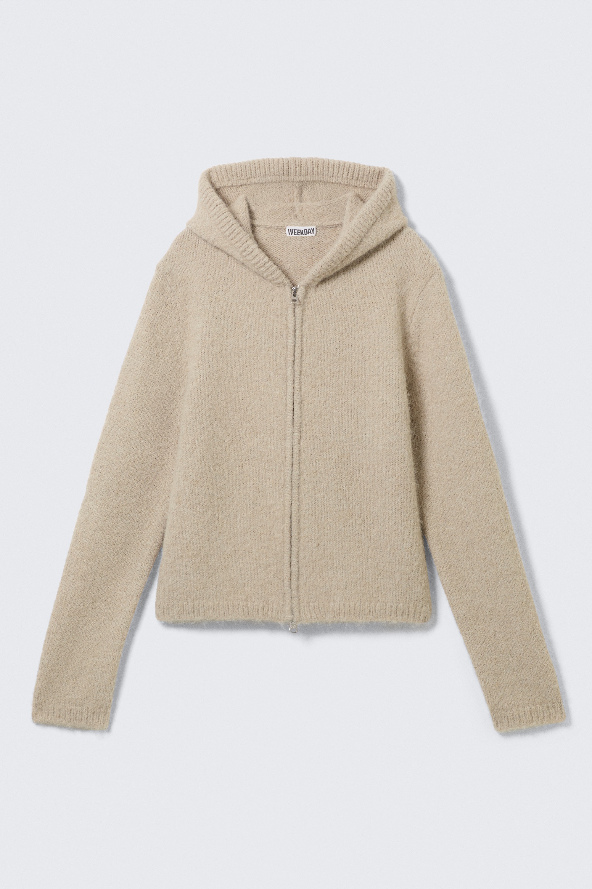 bő kötött cipzáros kapucnis felső - Beige