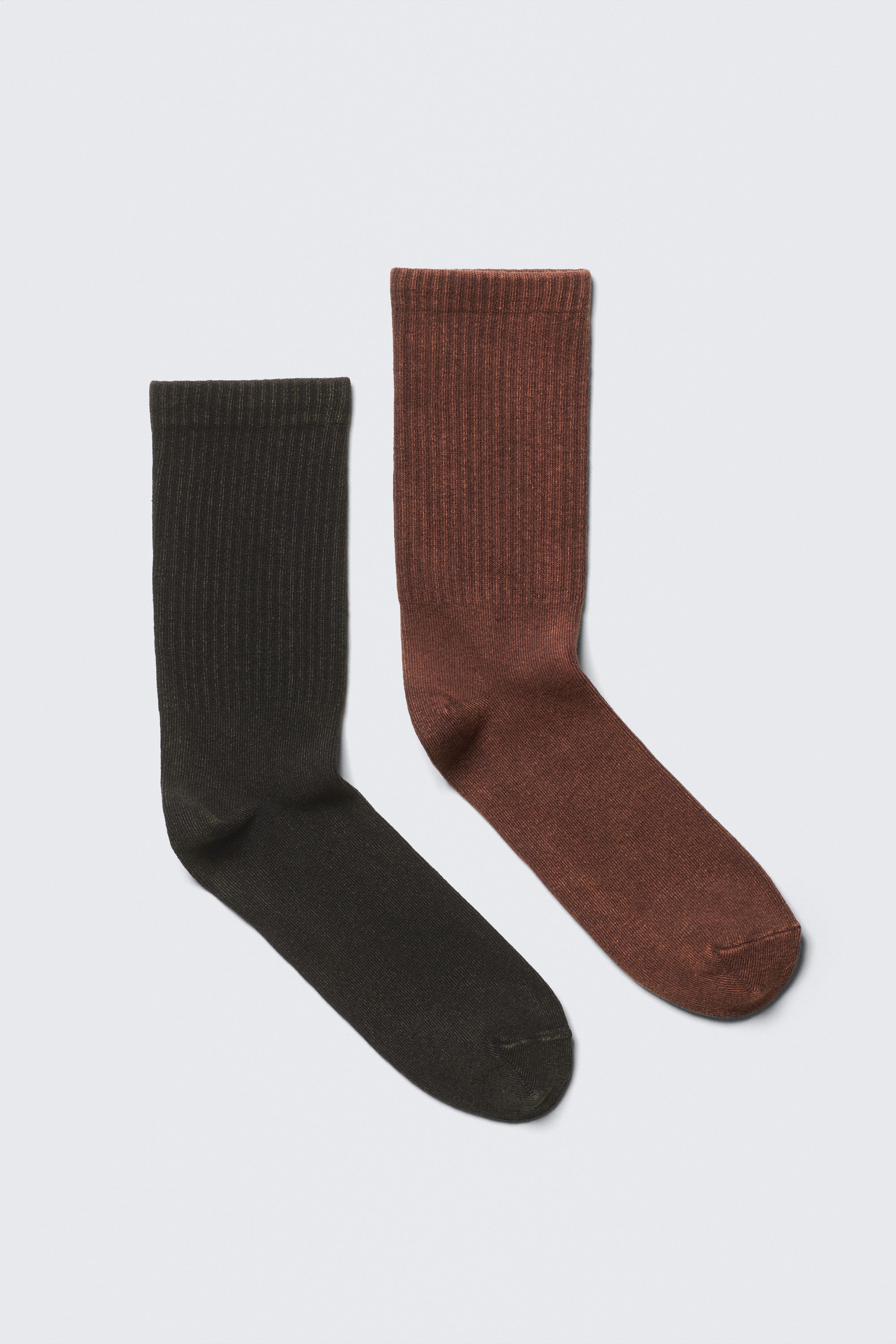 Schwarz & Rot - 2er-Pack gewaschene Crew-Socken