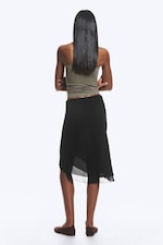 Black - A-Line Midi Skirt - 3