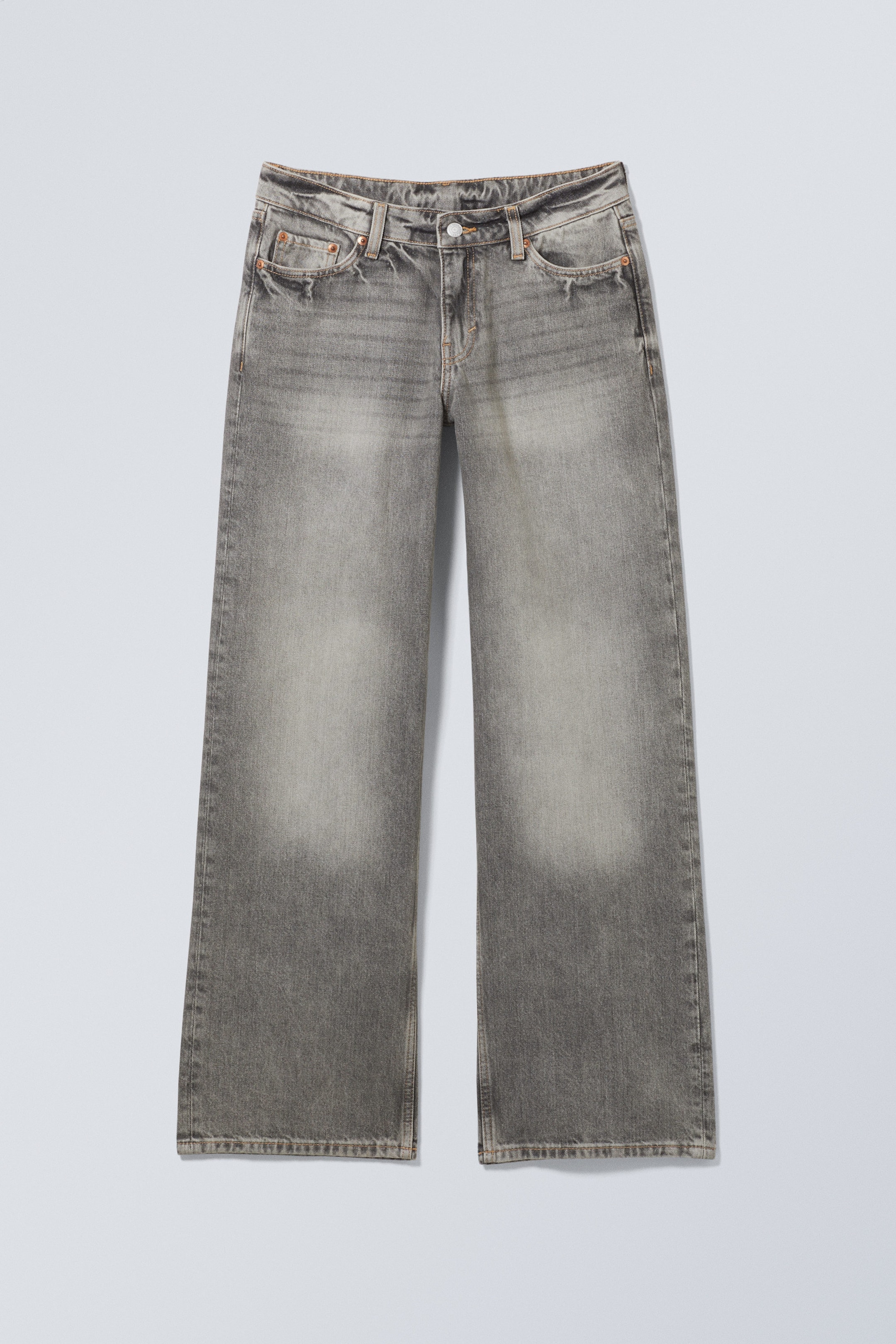 Canyon Grey - Medium Grey - Ample Low Rise Loose Wide Jeans - 1
