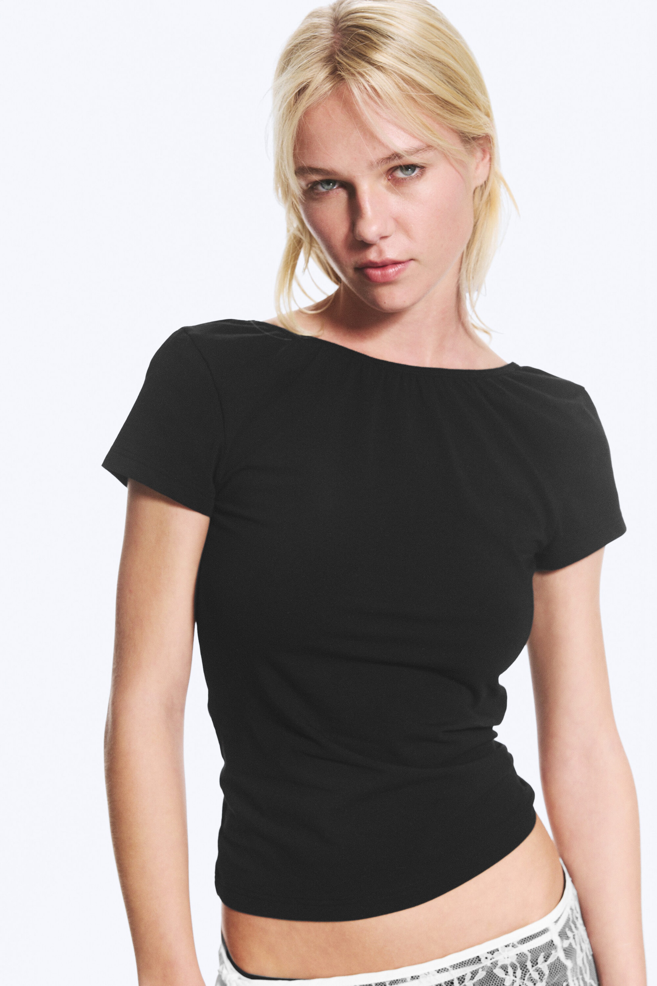 Black - Open back mini T-shirt - 1