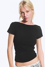 Black - Open back mini T-shirt - 1