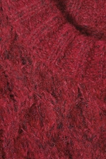 Bright Red - Long Cable Knit Textured Sweater - 4