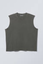 Washed Dark Grey - Loose Cotton Tank Top - 0