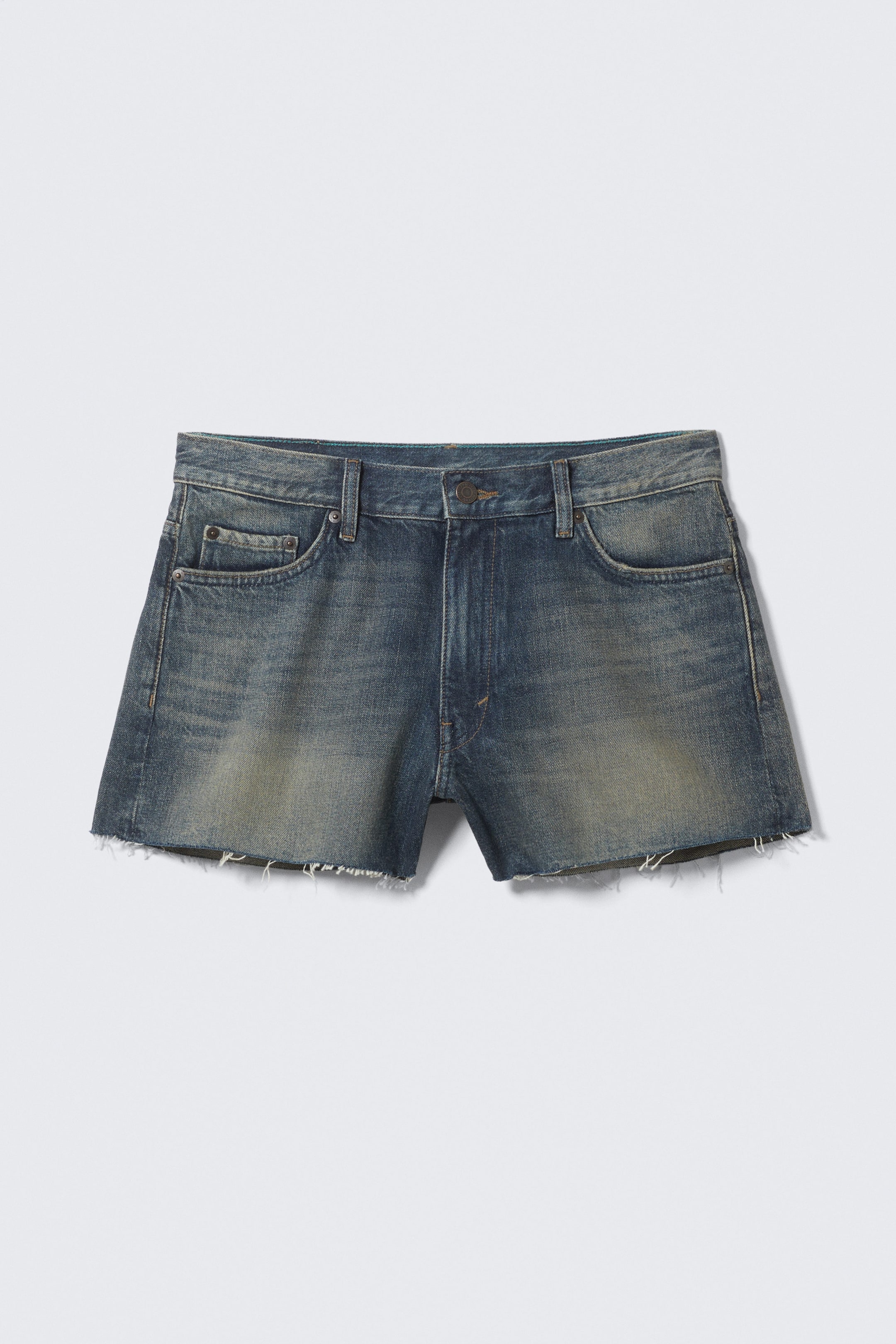 Baltic Blue - Dark Blue - Duchess Low Rise Distressed Mini Denim Shorts - 1