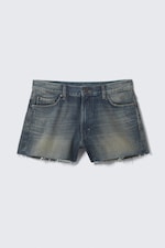 Baltic Blue - Dark Blue - Duchess Low Rise Distressed Mini Denim Shorts - 0