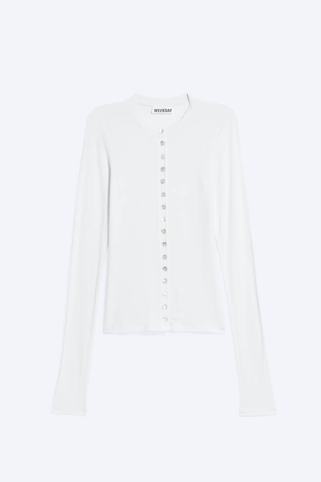 Vest met parelknoopjes - Wit/Zwart/Gestreept donker kakigroen - 1