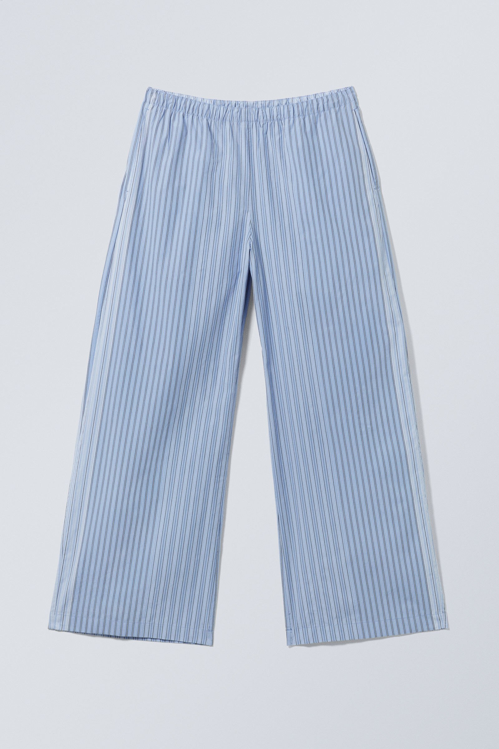 BONCOURA LIMITED STRIPE COTTON TROUSERS Bella Blue & Navy Wool Pin