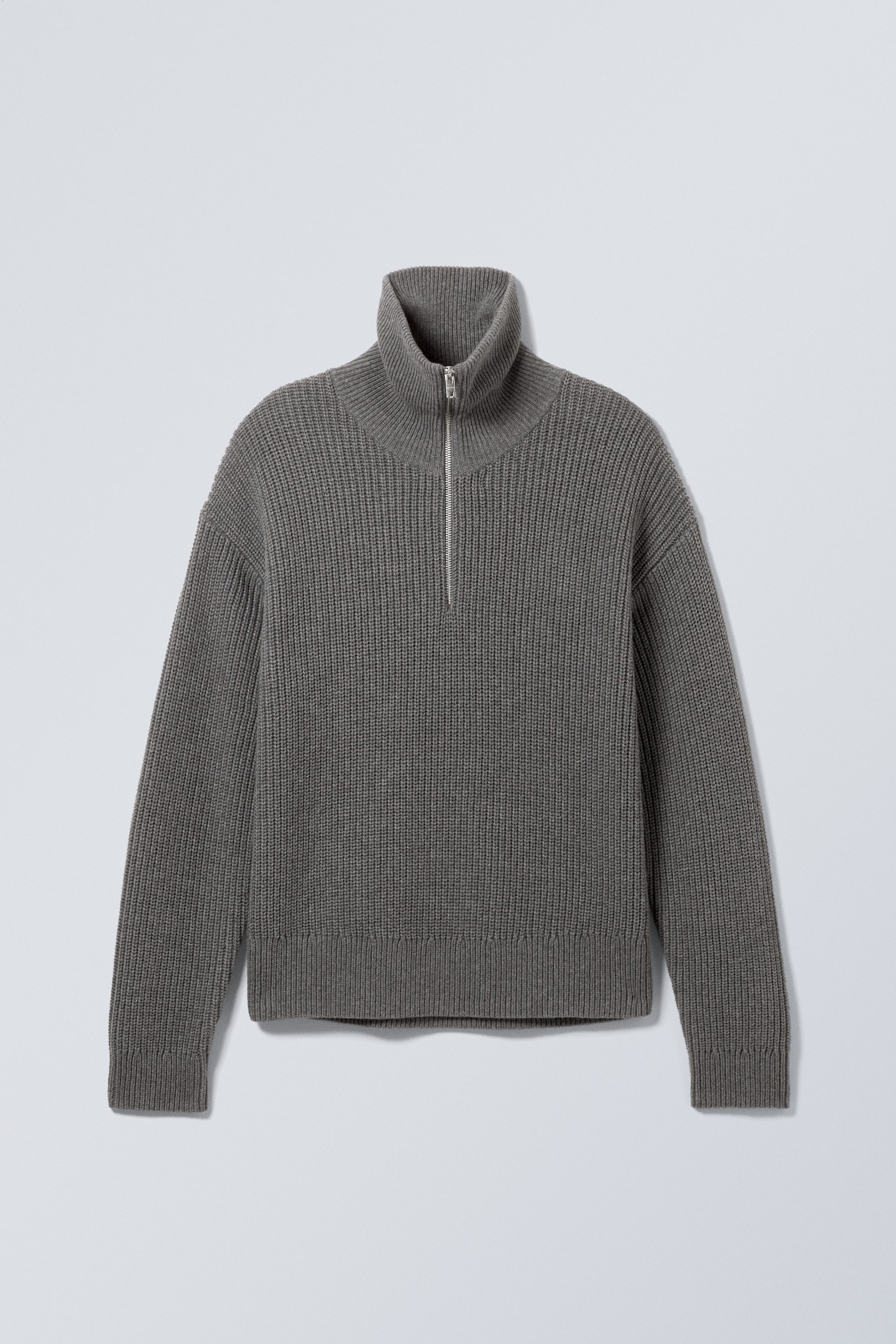 Dark Grey - Wool-Blend Half-Zip Turtleneck Sweater - 0