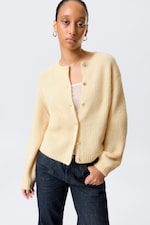 Light Yellow - Soft Knitted Cardigan - 1