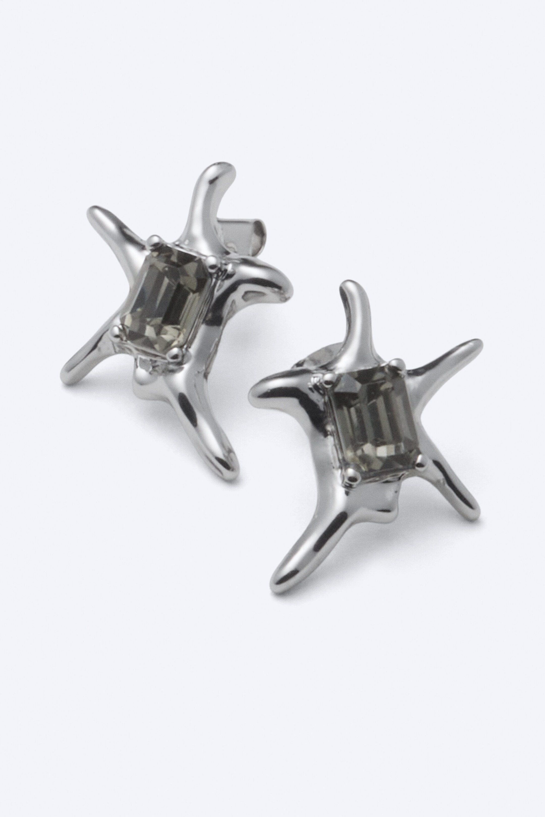 Silver - Sculptural Stud earrings - 1