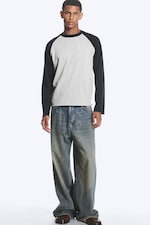 Grau meliert/Schwarz - RAGLAN-LONGSLEEVE - 1