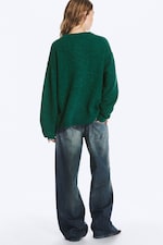 Vert foncé chiné - Pull en maille décontracté - 2