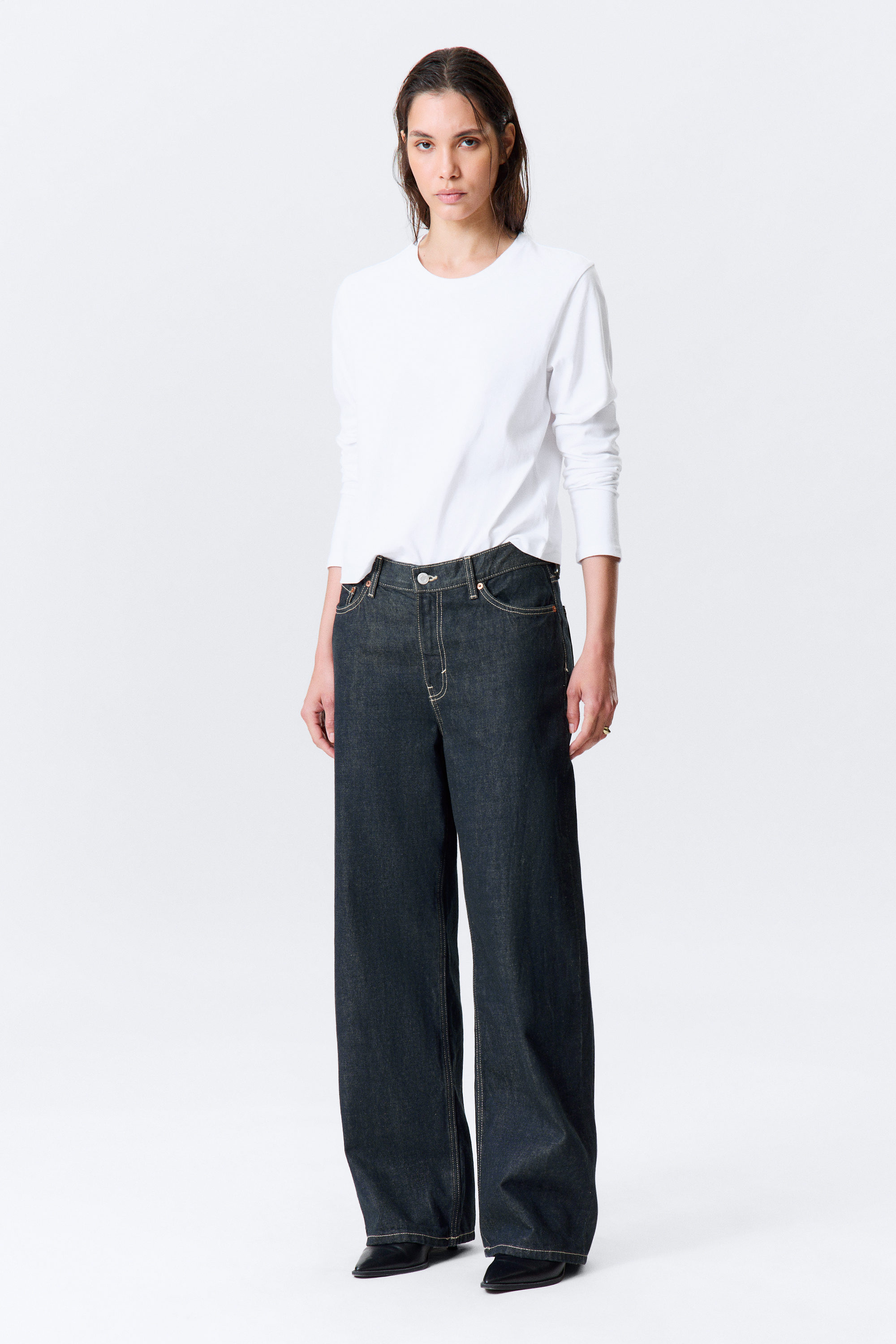 Blue Rinse – Bleu foncé - Jean jambe large taille basse Dynasty - 2