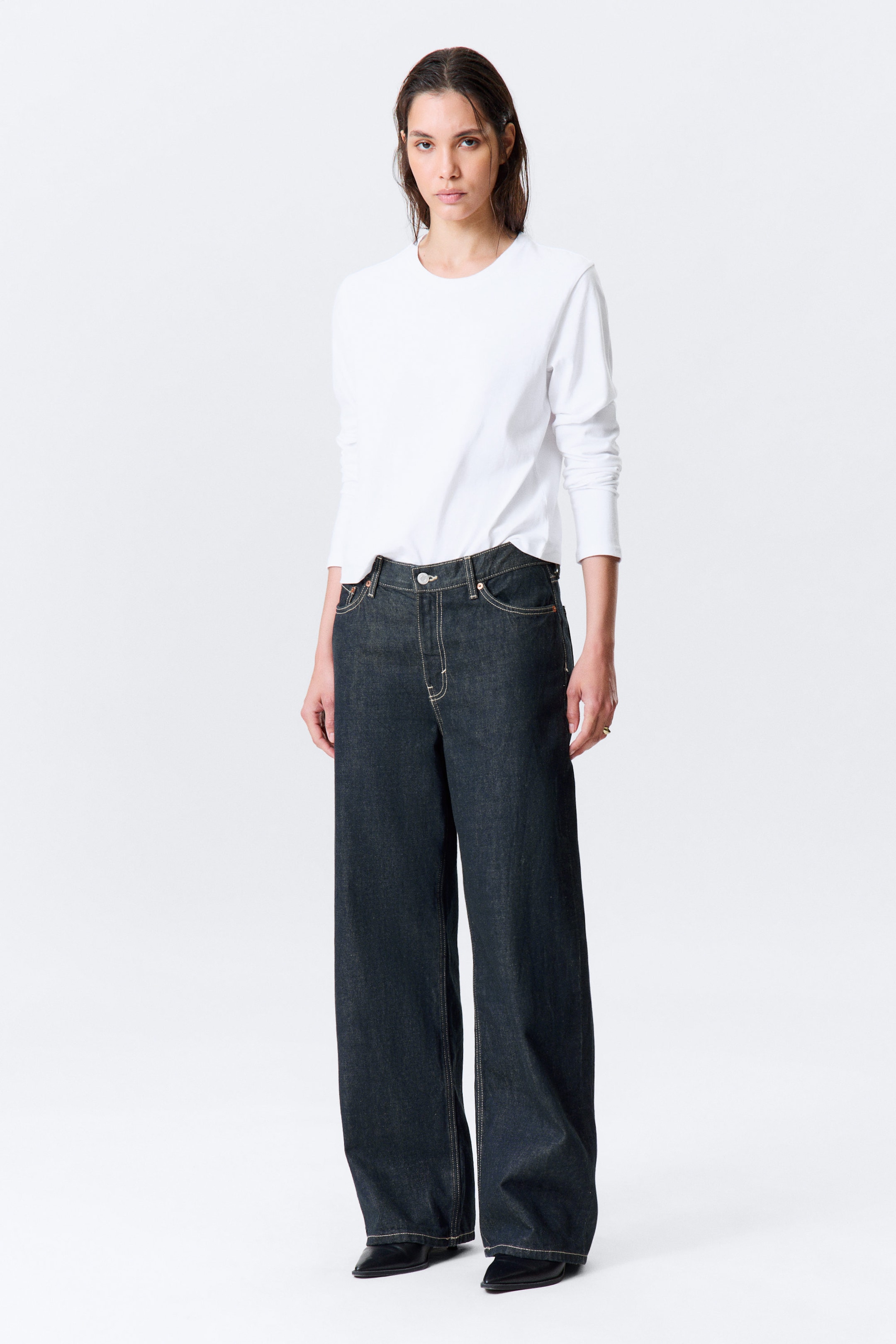 Blue Rinse - Dark Blue - Dynasty Low Rise Loose Wide Leg Jeans - 2