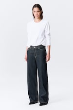 Blue Rinse - Dark Blue - Dynasty Low Rise Loose Wide Leg Jeans - 2