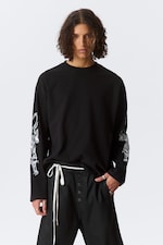 Schwarz - Angry Panthers - Kastiges Langarmshirt mit Grafikprint - 0