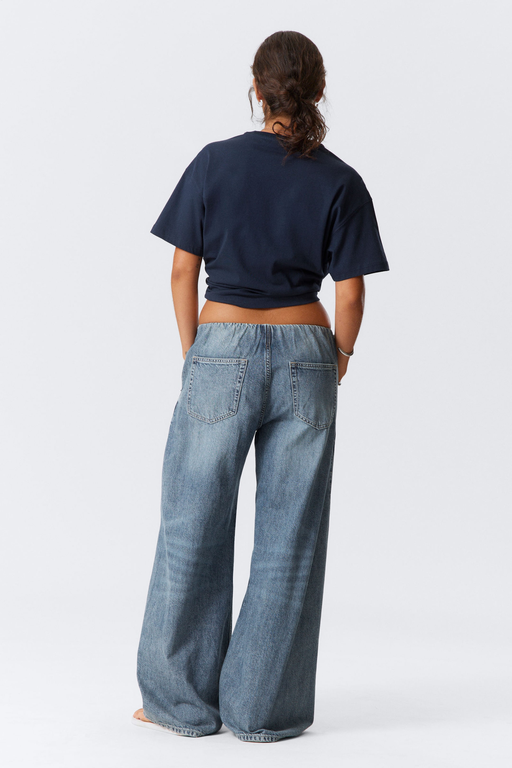 Torn Blue - Medium Blue - Low Rise Loose Fit Denim Joggers - 4