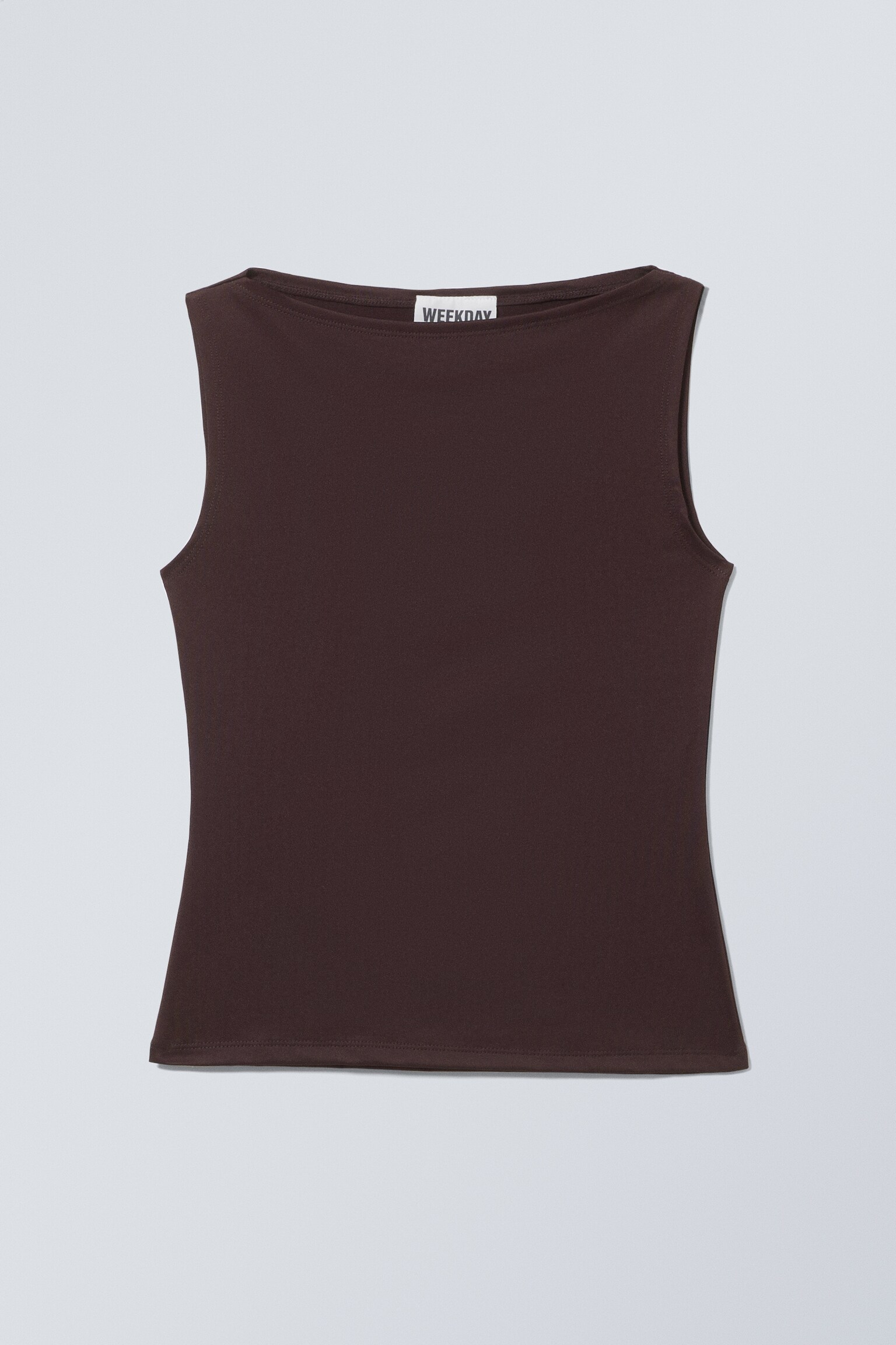Annie Sleeveless Boat-Neck Top - Dark Plum/Light Turquoise/Blue/White/Dark Brown/Dusty Brown/Black/Midnight Blue/Purple/Khaki Green