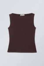 Dark Plum - Annie Sleeveless Boat-Neck Top - 0