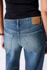 Mine Blue - Medium Blue - Ample Low Rise Loose Wide Leg Jeans - 4
