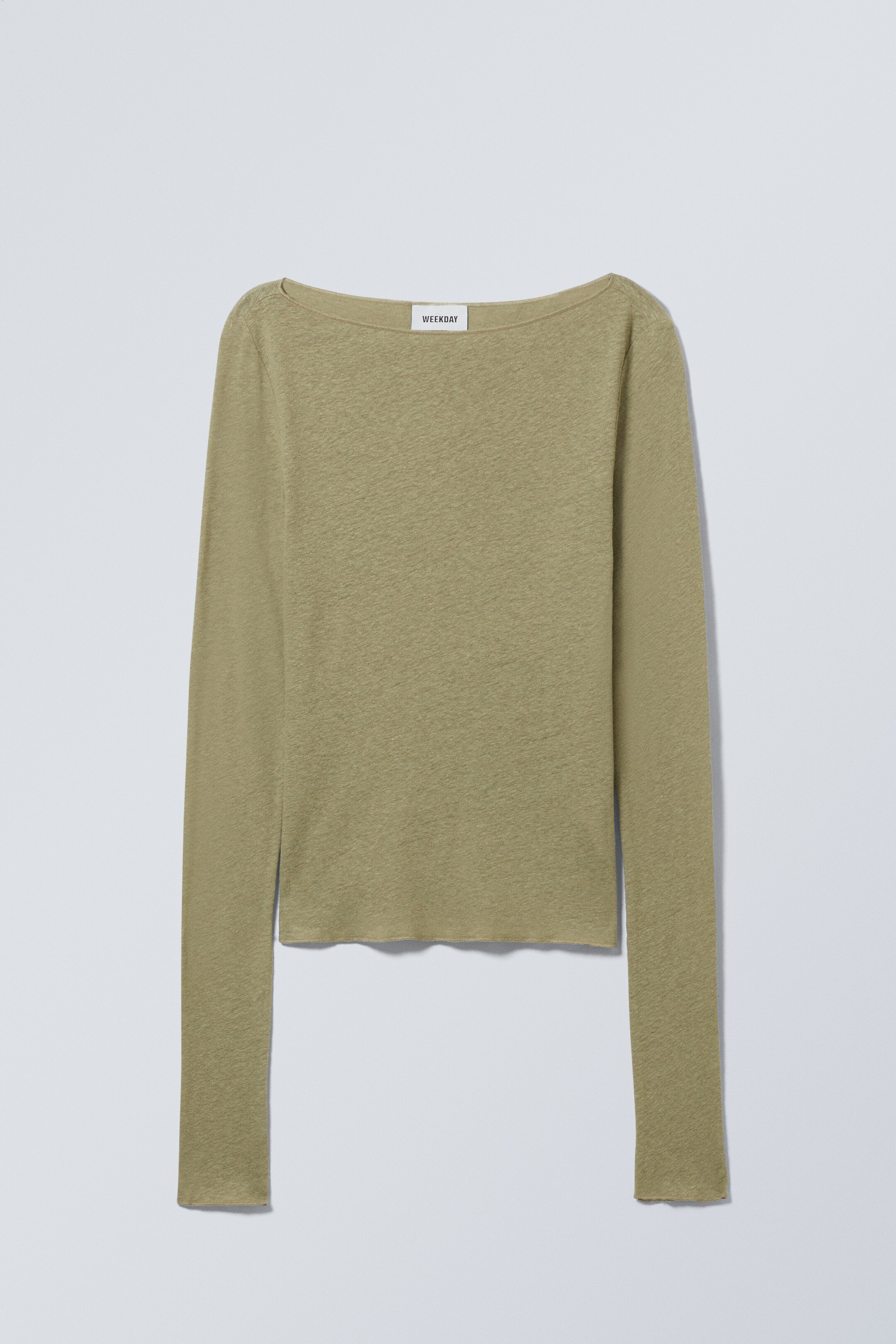 View larger image: Linen Blend Long Sleeve Top - Light Khaki Green - Ladies | H&M GB 1