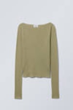 Helles Khakigrün - Langarmshirt aus Leinenmischung - 0