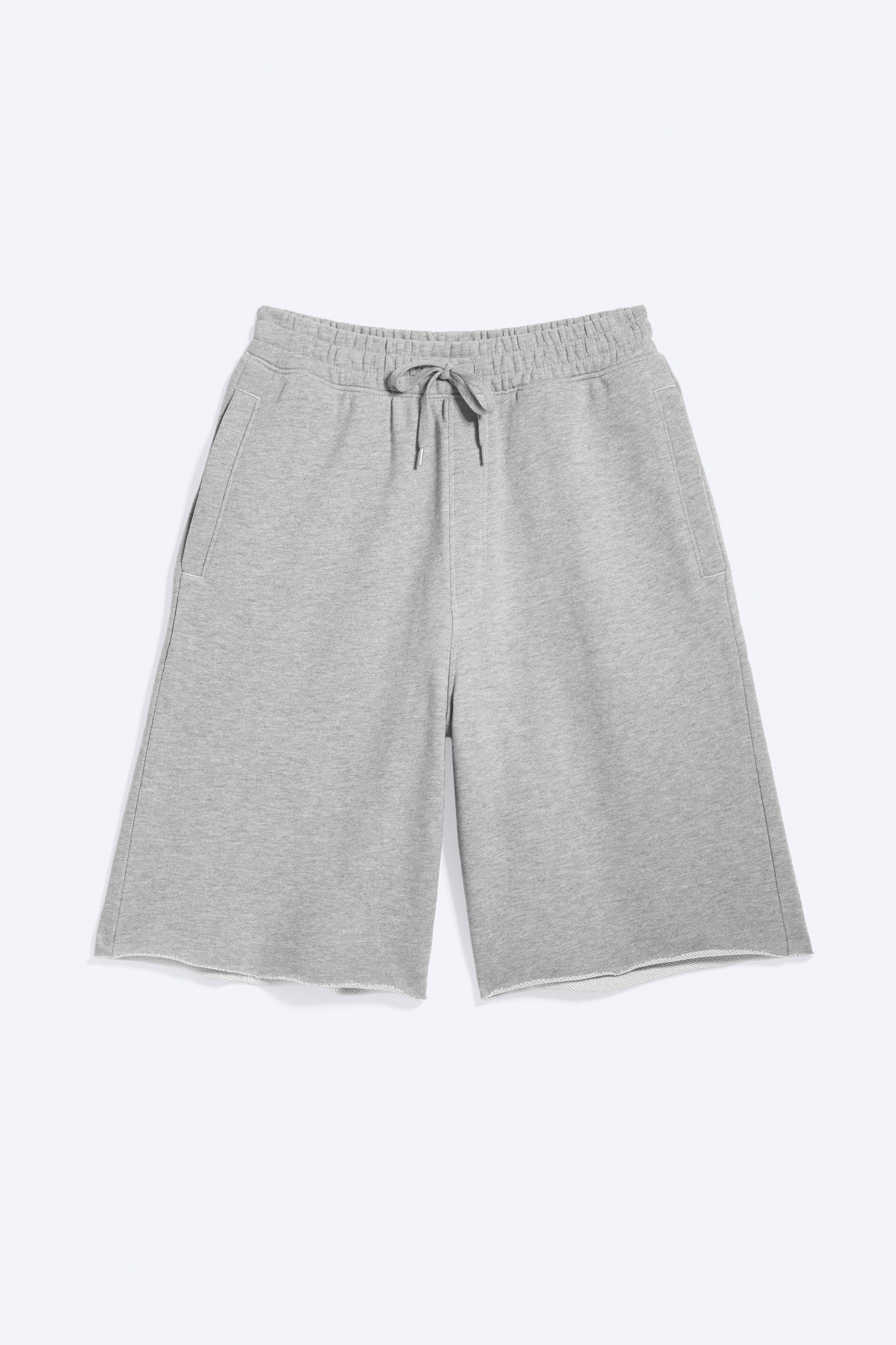 Weite Jersey-Skater-Shorts - Hellgrau meliert/Gewaschenes Schwarz
