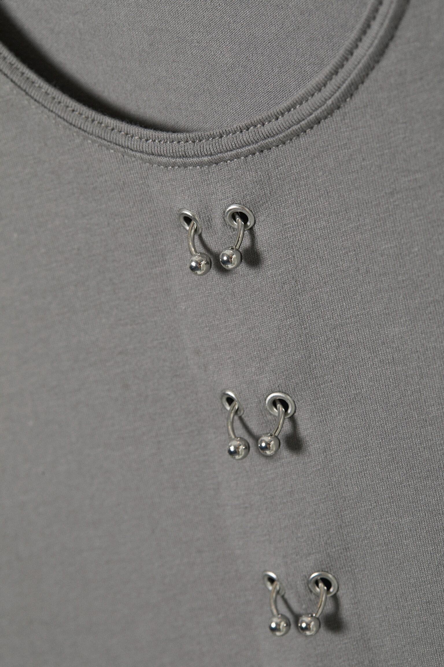 Топ с дълги ръкави - Сиво/Черен - 5