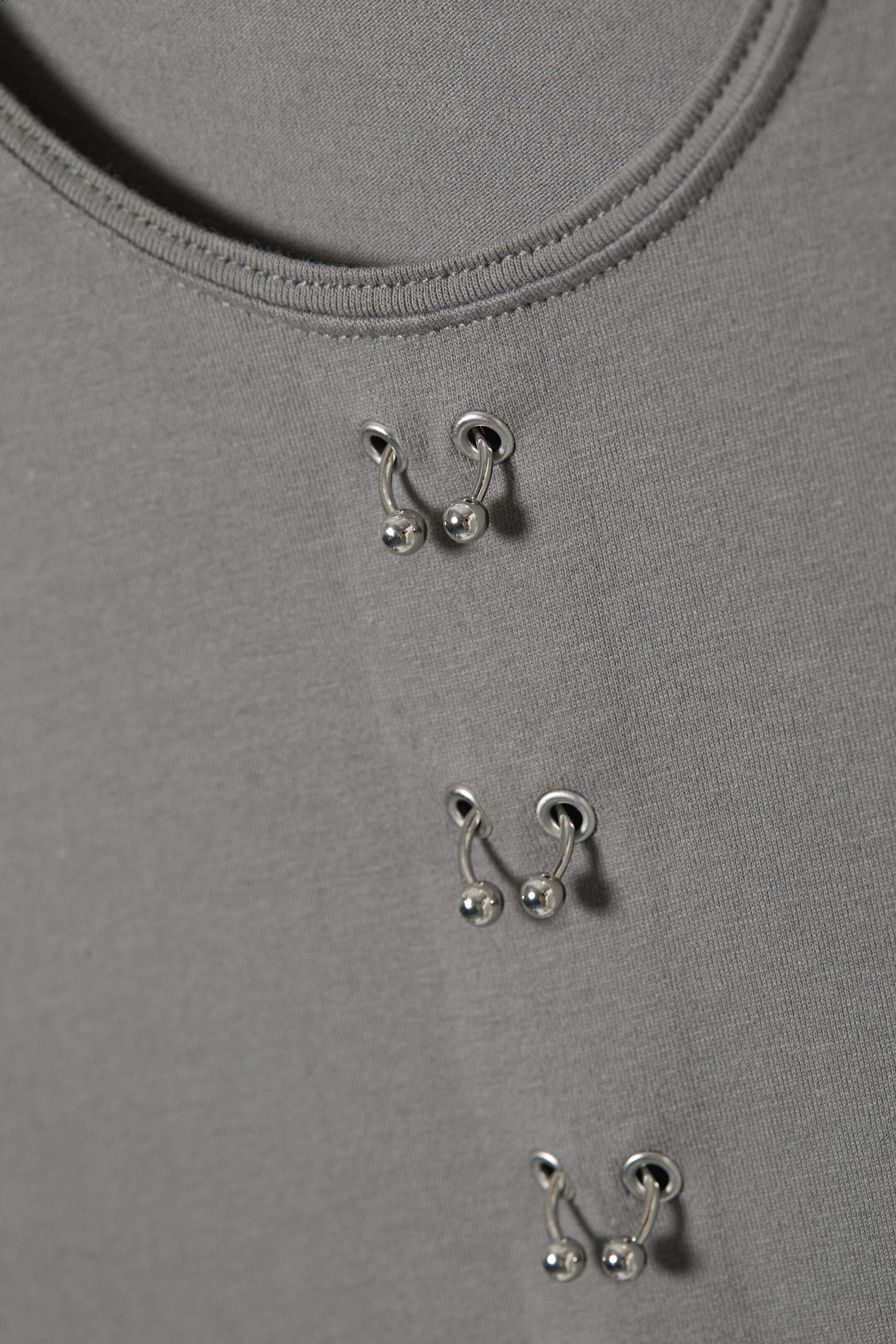 Ver imagen más grande: Top de manga larga con piercing - Gris - MUJER | H&M ES 5