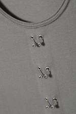 Grey - Pierced Long-Sleeved Top - 4