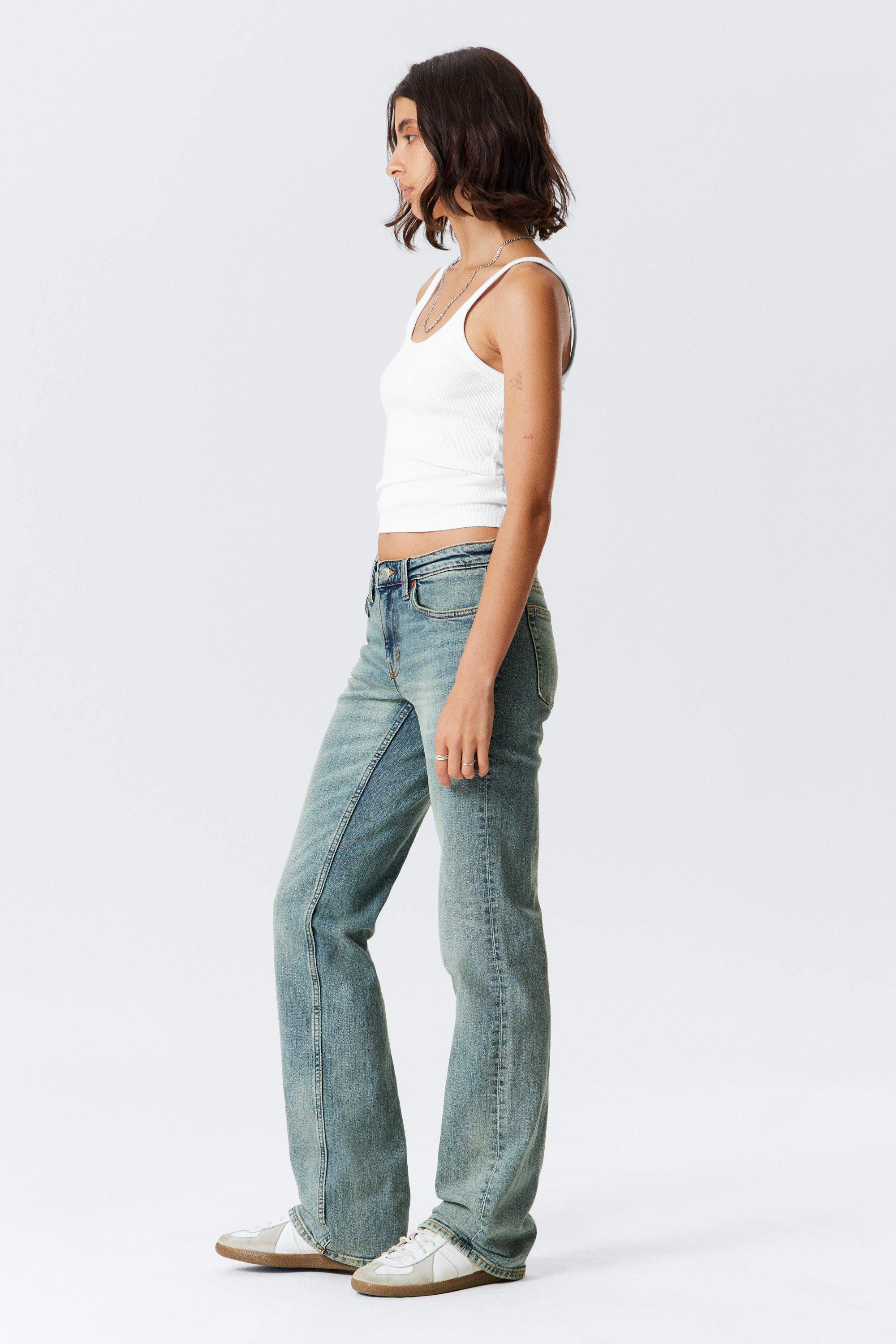 Perseus Blue - Medium Blue - Tension Mid Rise Slim Bootcut Leg Jeans - 2