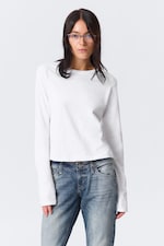 White - Slim Long-Sleeved Cotton Top - 0