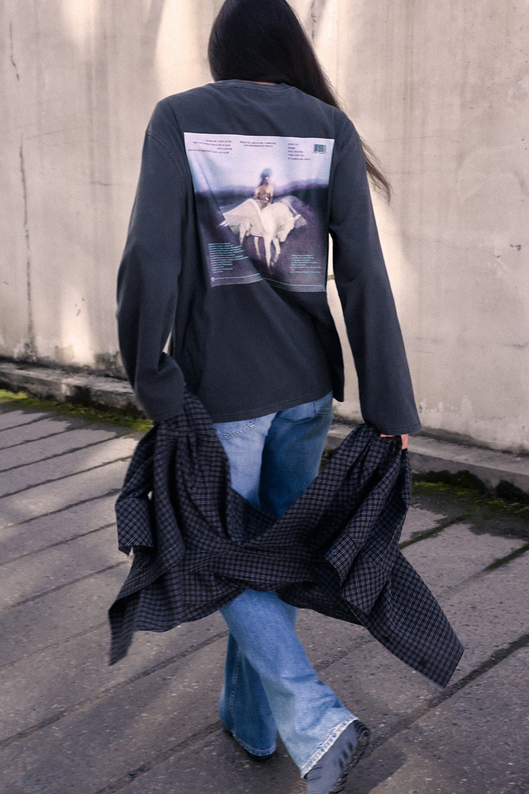 Dark Grey - Prince oversized long-sleeve tee - 1