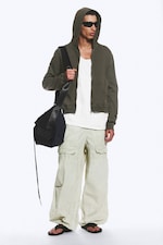 Dunkles Khakigrün - Verkürzter Zip-Hoodie - 0