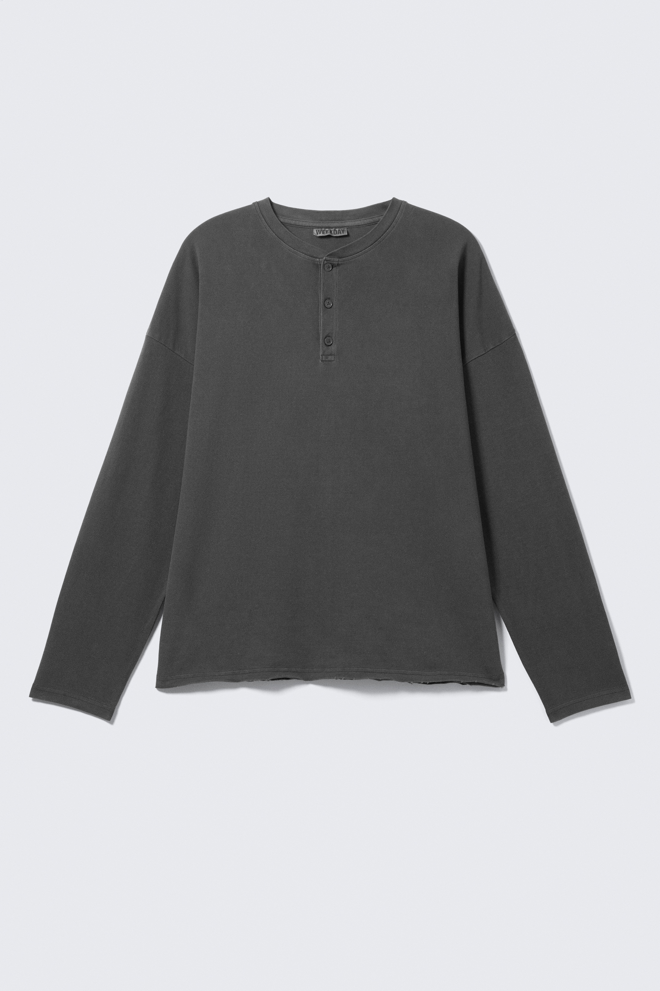 Vezi imaginea mai mare: Loose Long-Sleeved Henley T-shirt - Dark Grey - BĂRBAŢI | H&M RO 1