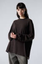 Washed Black - Long-Sleeved Oversized T-shirt - 0