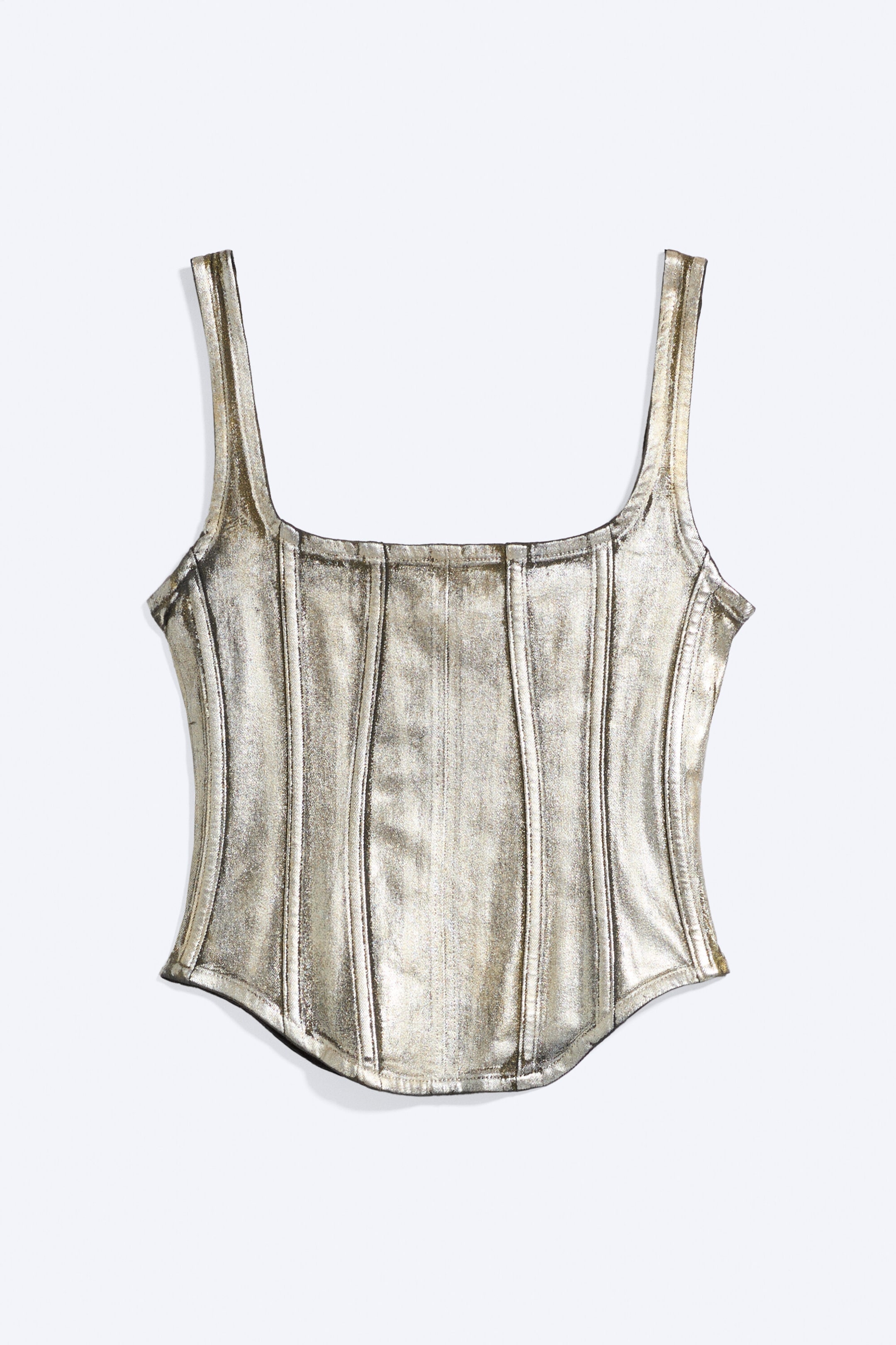 Silber/Gold beschichtet - Korsett-Top aus beschichtetem Denim - 1