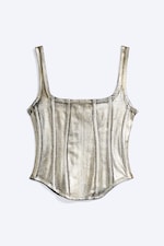 Silber/Gold beschichtet - Korsett-Top aus beschichtetem Denim - 4