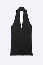Black - Halter Mini Dress - 4
