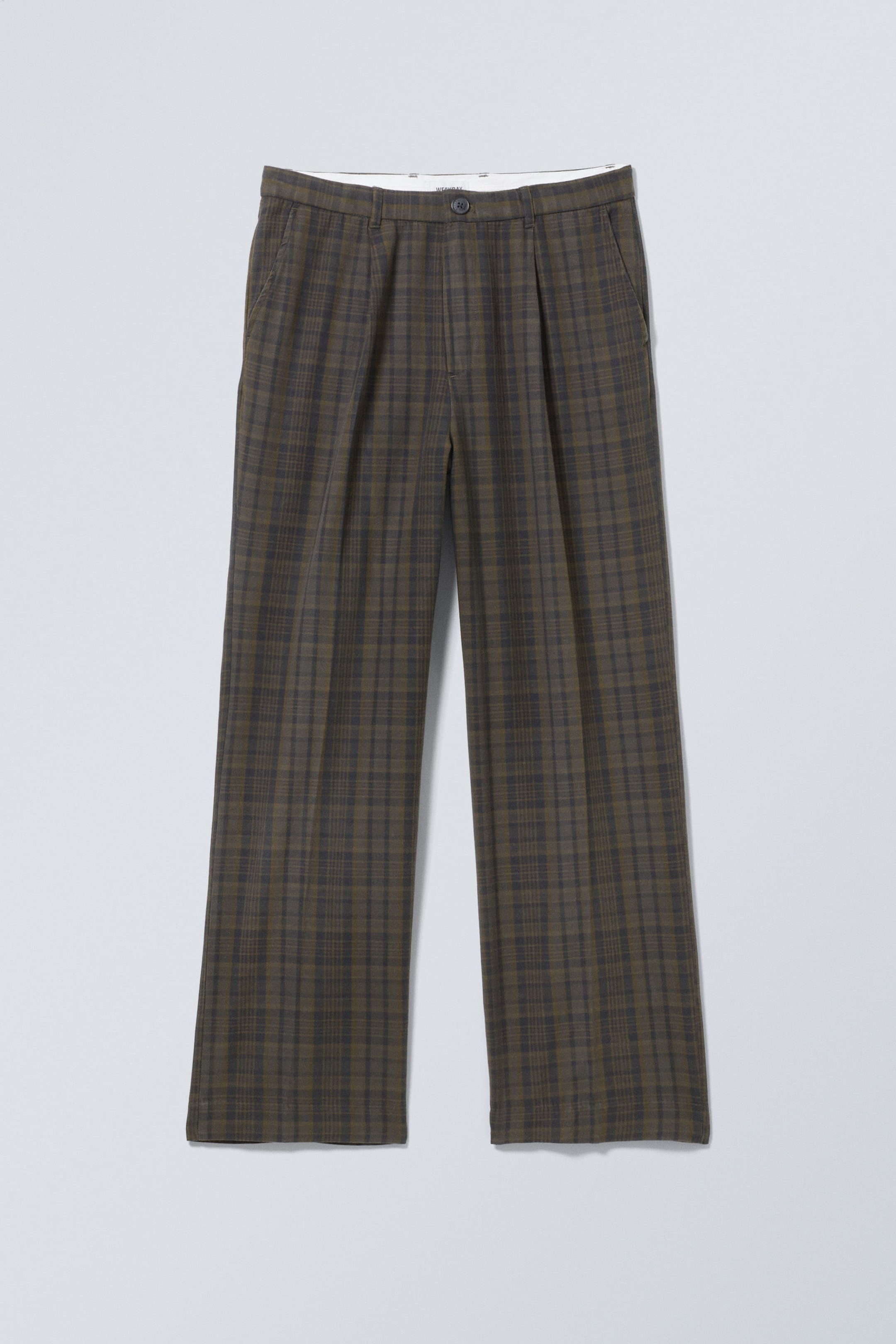 Dark Mole Check - Checked Loose Suiting Trousers - 0