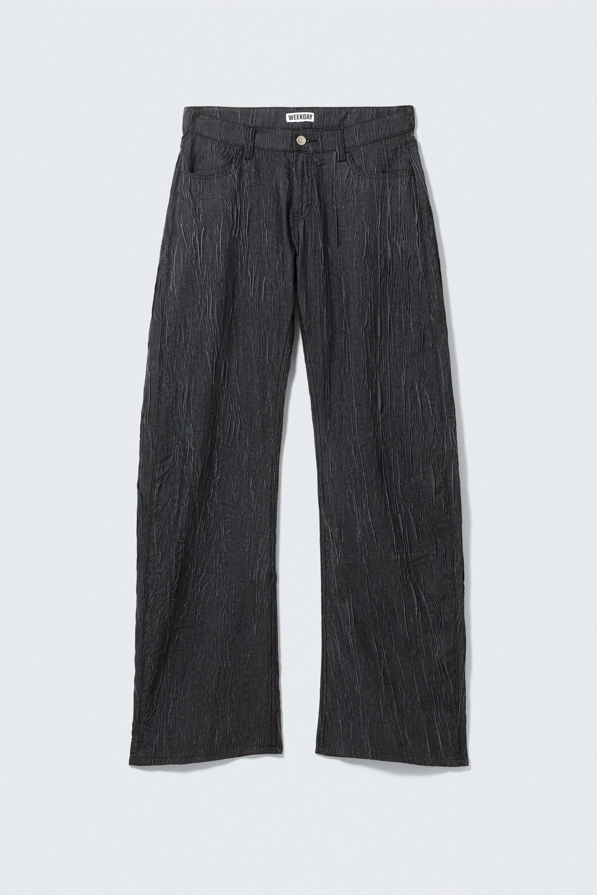 Dark Blue - Crinkled Low Rise Cocoon Trousers - 4